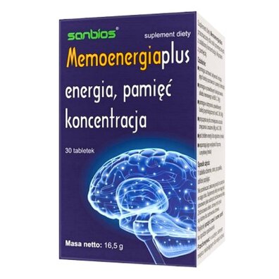 Memoenergia Plus Pamięć Koncentracja 30 tabletek Sanbios