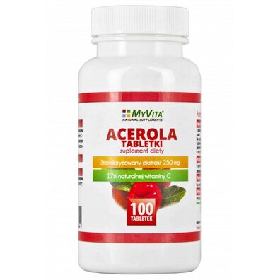 Acerola tabletki 250mg MyVita 100szt standaryzowane 17% wit C
