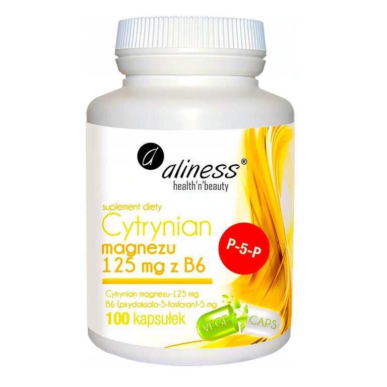 Cytrynian Magnezu Aliness z witaminą B6 100 kapsułek (1)
