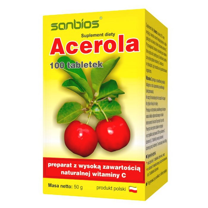 Acerola 500 Sabios 100 tabletek witamina C z aceroli (1)