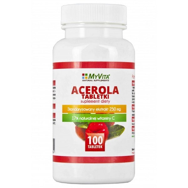 Acerola tabletki 250mg MyVita 100szt standaryzowane 17% wit C (1)